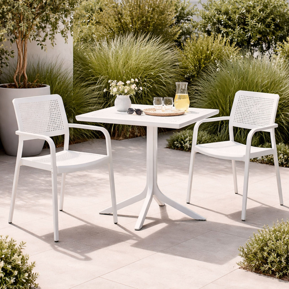 Perforated Square 4-Spoke Outdoor Dining Table | Oroa.com