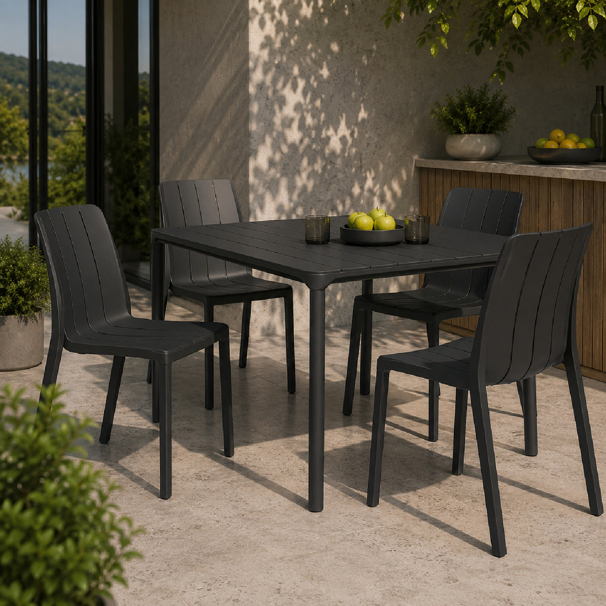 Slatted Outdoor Monobloc Dining Chair | Oroa.com