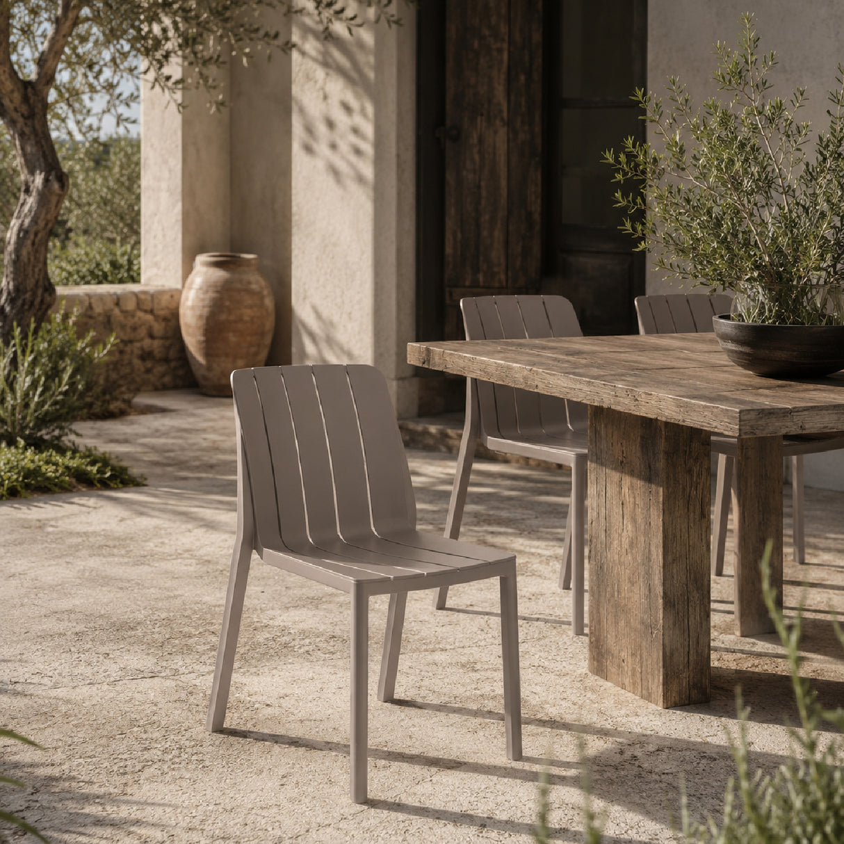 Slatted Outdoor Monobloc Dining Chair | Oroa.com