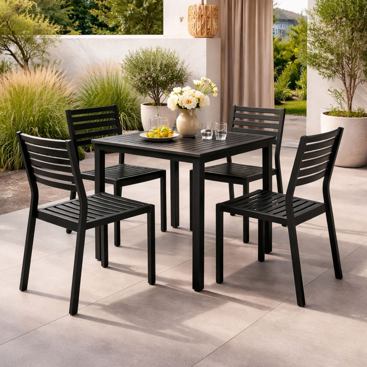 Square Slatted Outdoor Dining Table | Oroa.com