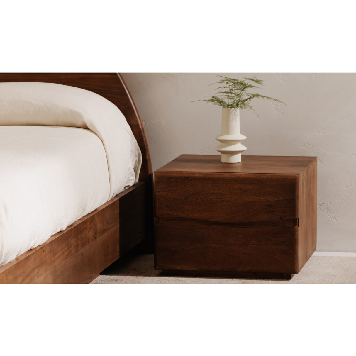 Modern European furniture - Solid Acacia 2-Drawer Nightstand - www.oroa.com | Oroa.com