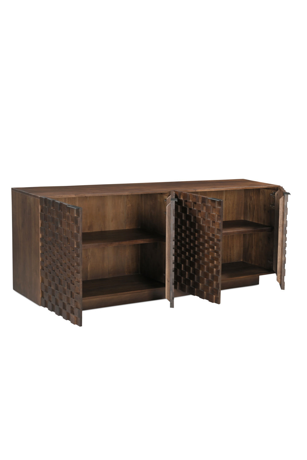 Modern European furniture - Geometric-Patterned Acacia 4-Door Sideboard - www.oroa.com | Oroa.com