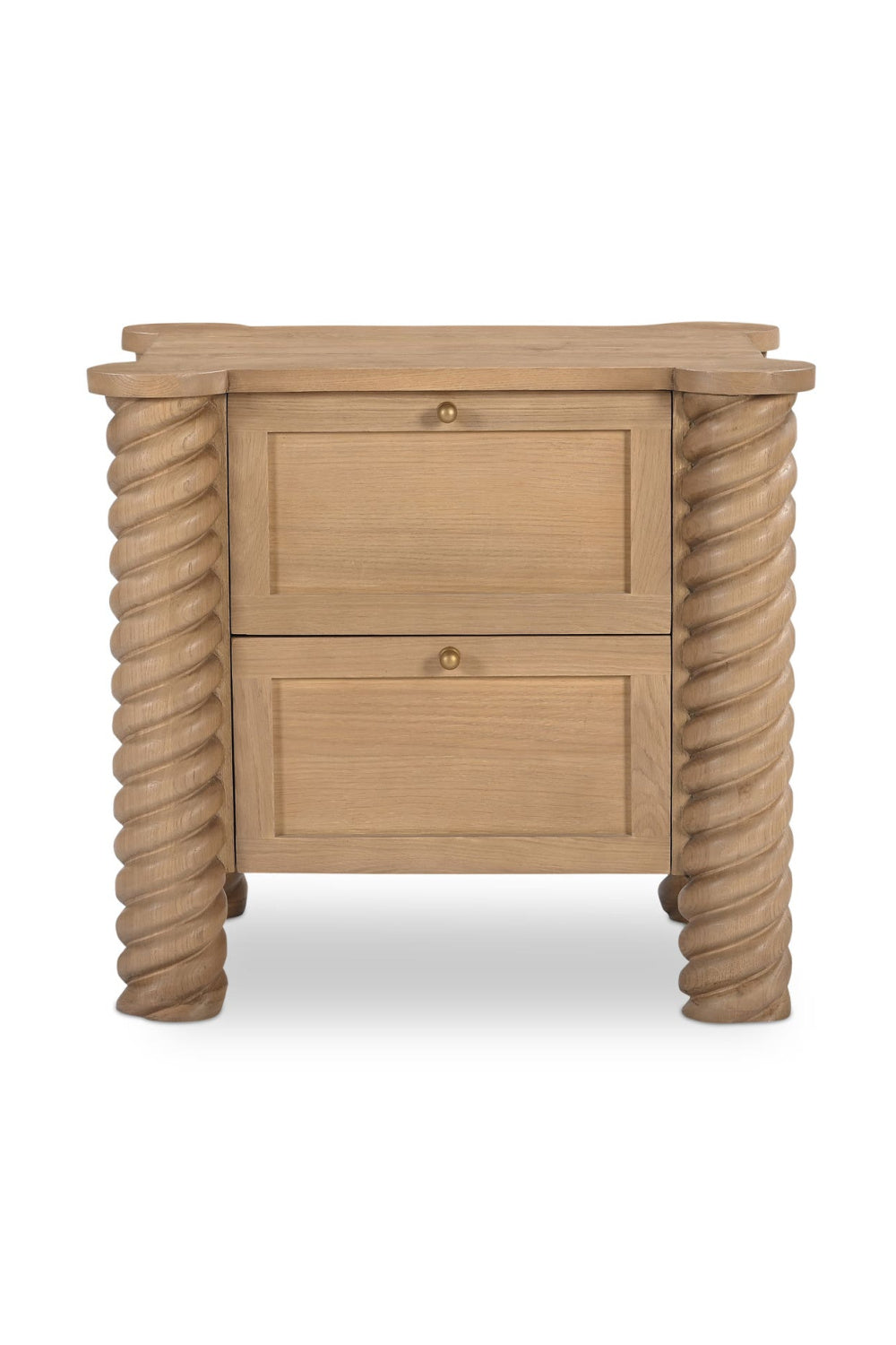 Modern European furniture - Oak Turned-Leg 2-Drawer Nightstand - www.oroa.com | Oroa.com
