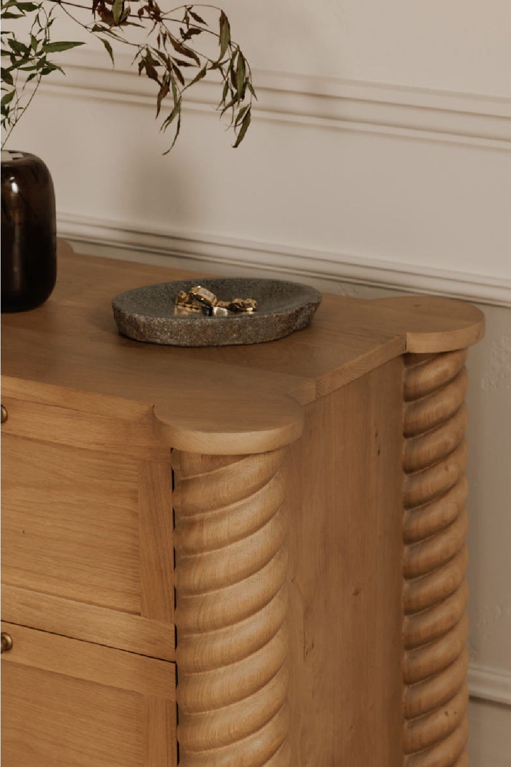 Modern European furniture - Oak Turned-Leg 2-Drawer Nightstand - www.oroa.com | Oroa.com
