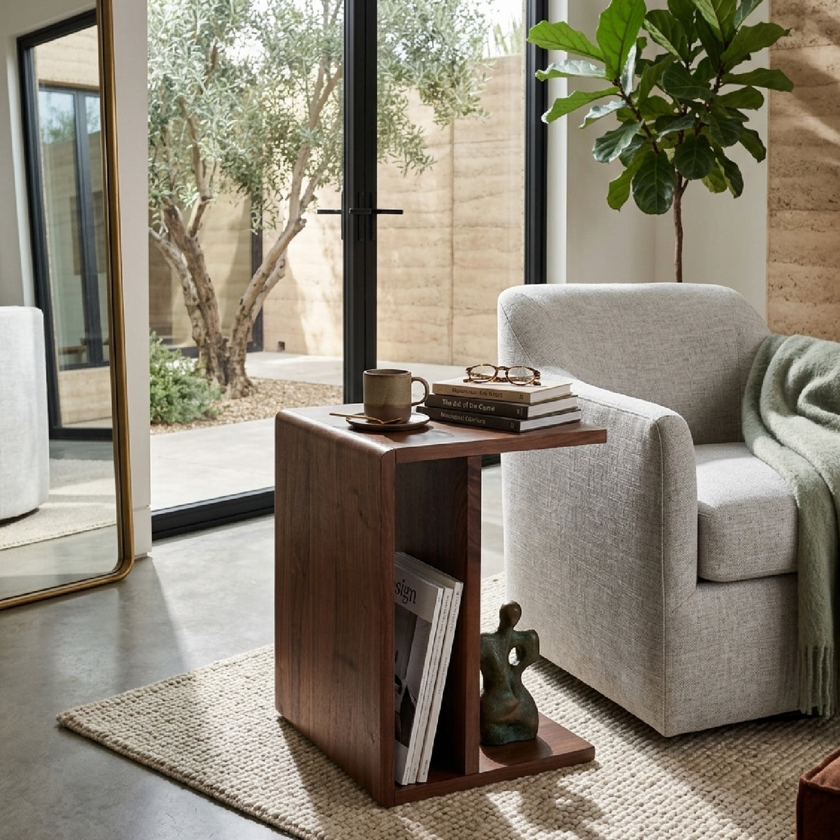 Modern European furniture - Japandi Wooden Accent Table - www.oroa.com | Oroa.com