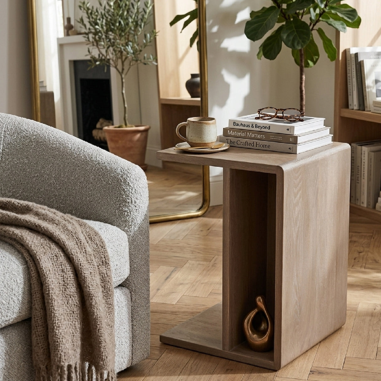 Modern European furniture - Japandi Wooden Accent Table - www.oroa.com | Oroa.com