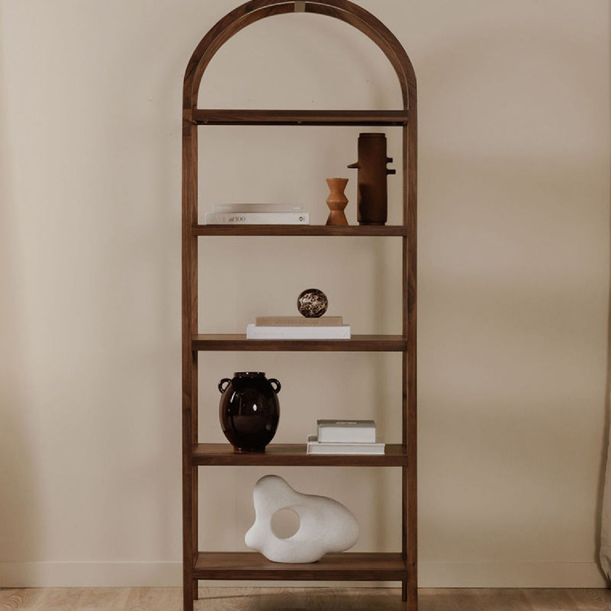 Modern European furniture - Solid Walnut Arched Bookcase - www.oroa.com | Oroa.com