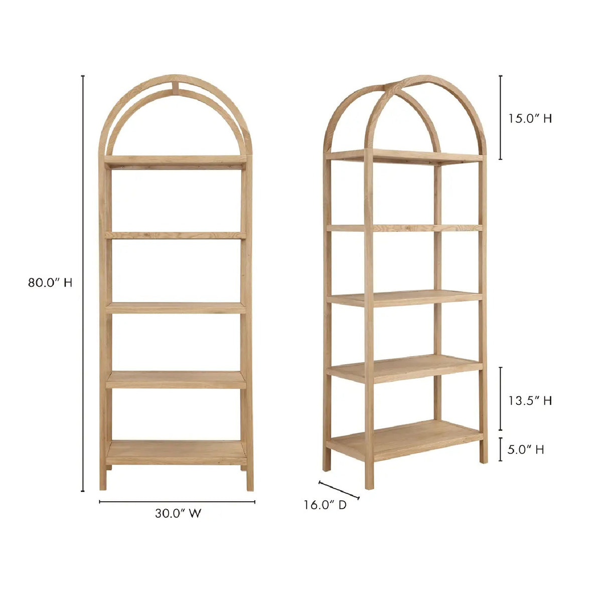 Modern European furniture - Solid Oak Arched Bookcase - www.oroa.com | Oroa.com