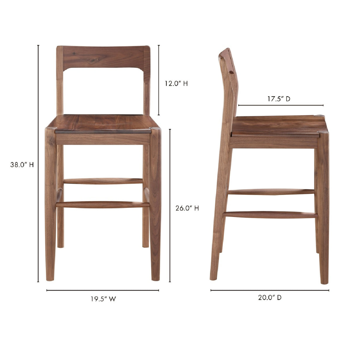 Modern European furniture - Solid Wood Open-Back Counter Stool - www.oroa.com | Oroa.com