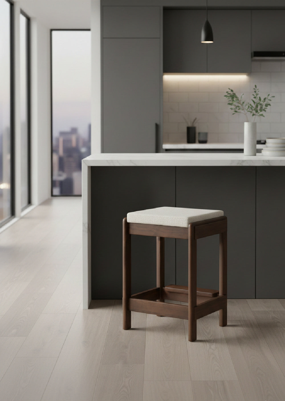 Modern European furniture - Wooden Padded Seat Counter Stool - www.oroa.com | Oroa.com