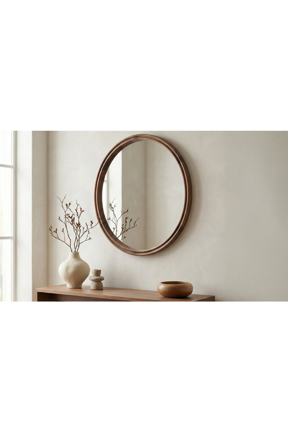 Modern European furniture - Oak Round Wall Mirror - www.oroa.com | Oroa.com