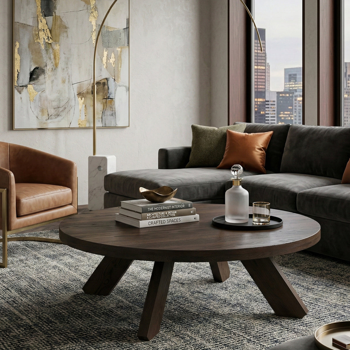 Modern European furniture - Solid Oak Round Coffee Table - www.oroa.com | Oroa.com