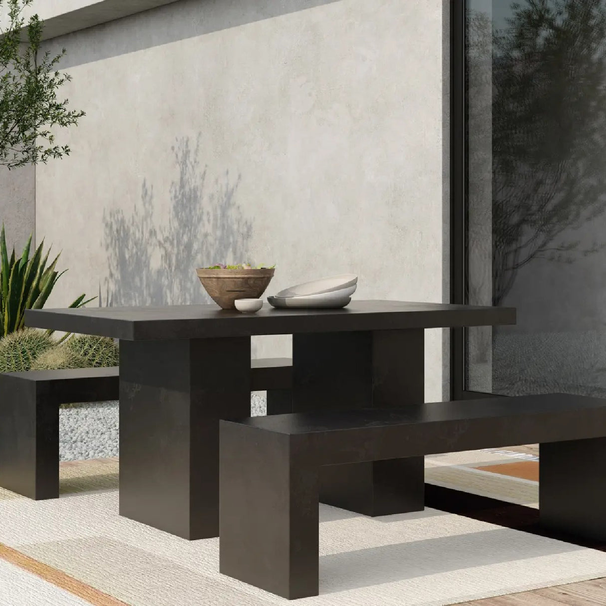 Modern European furniture - 3-Seater Concrete Indoor/Outdoor Bench - www.oroa.com | Oroa.com