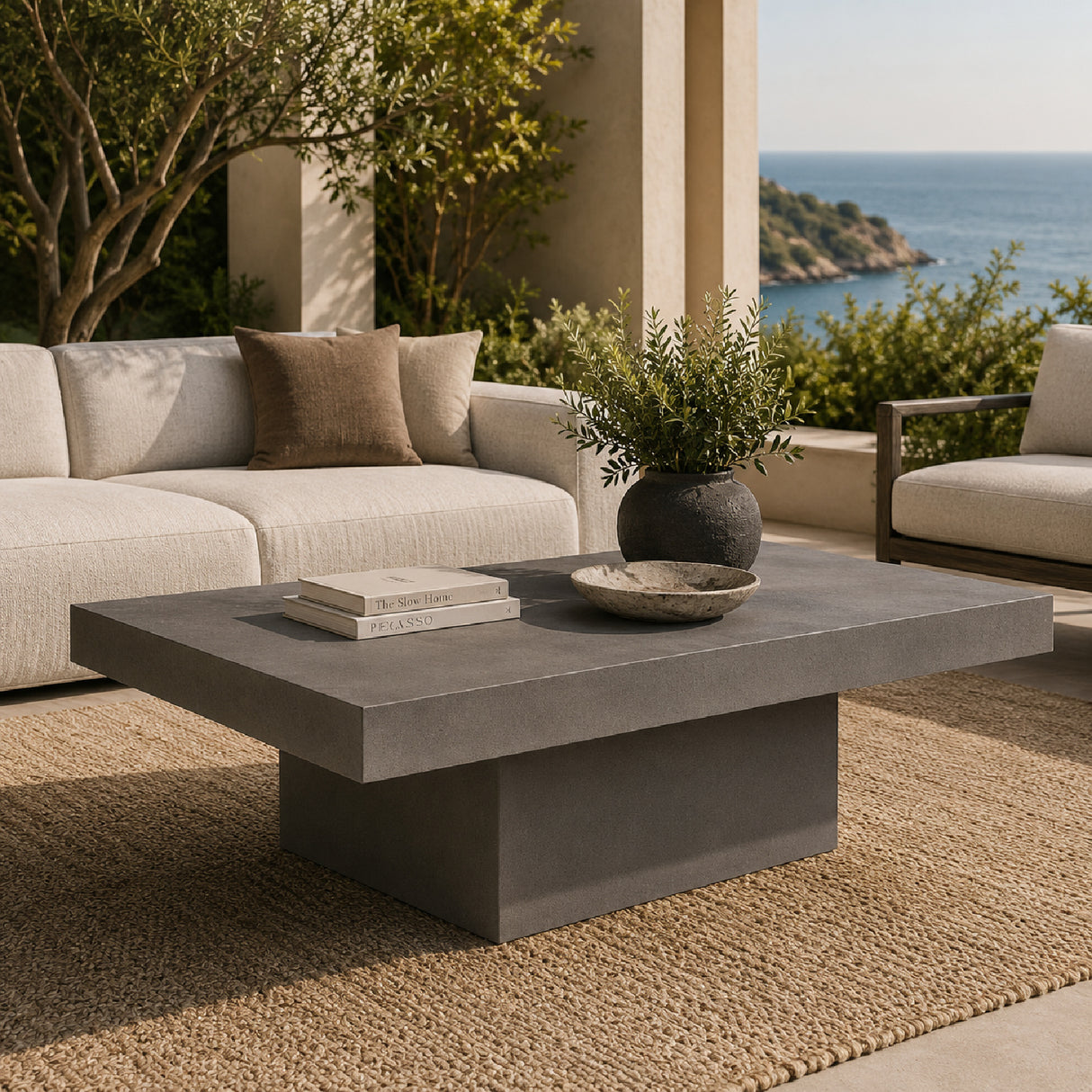 Modern European furniture - Gray Concrete Outdoor Coffee Table - www.oroa.com | Oroa.com