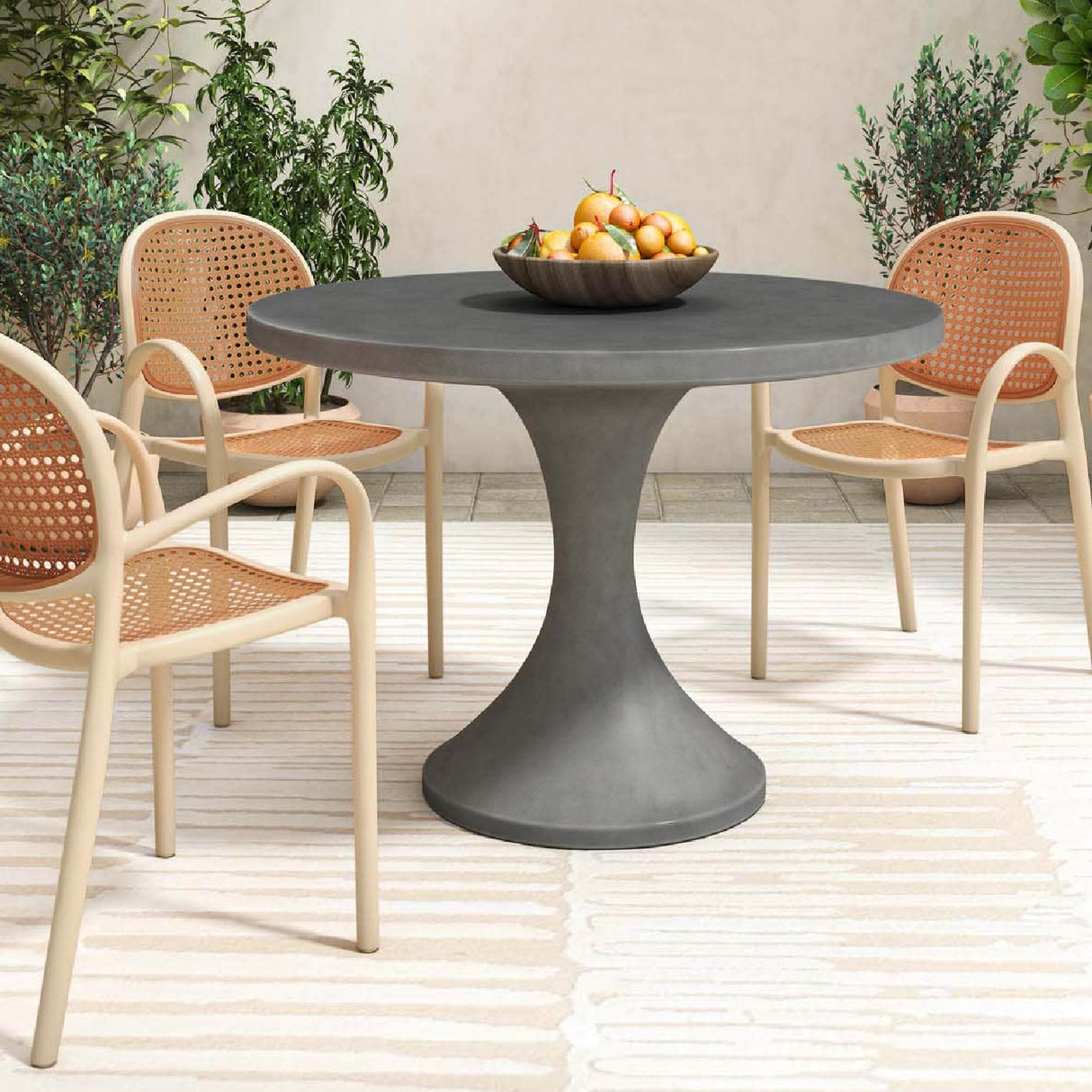 Modern European furniture - Gray Pedestal Outdoor Dining Table - www.oroa.com | Oroa.com