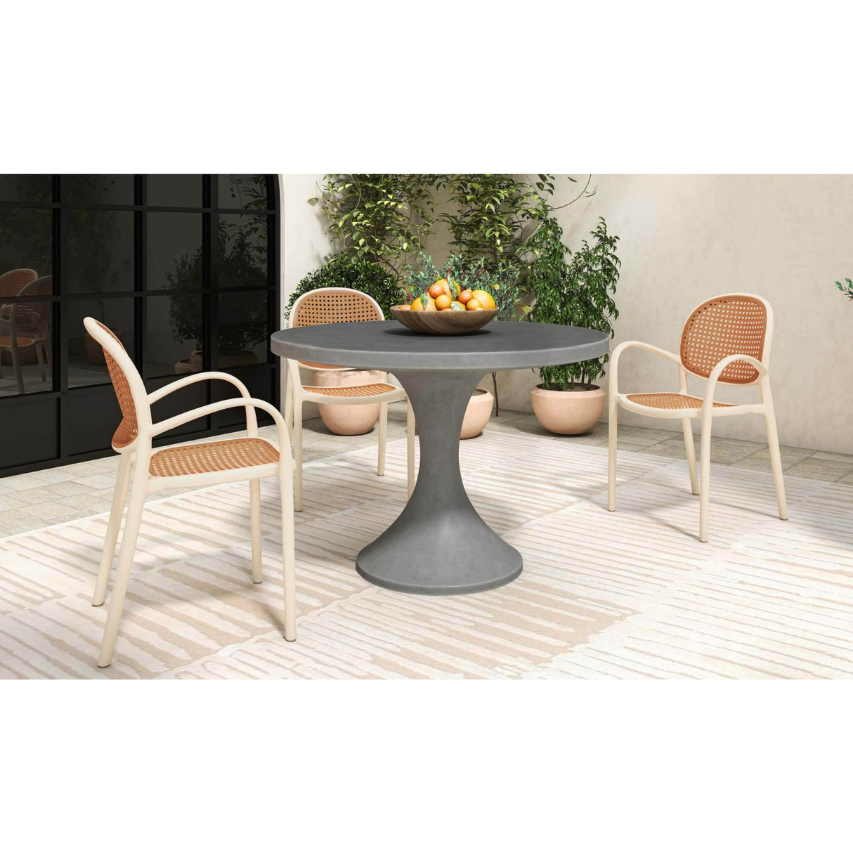 Modern European furniture - Gray Pedestal Outdoor Dining Table - www.oroa.com | Oroa.com