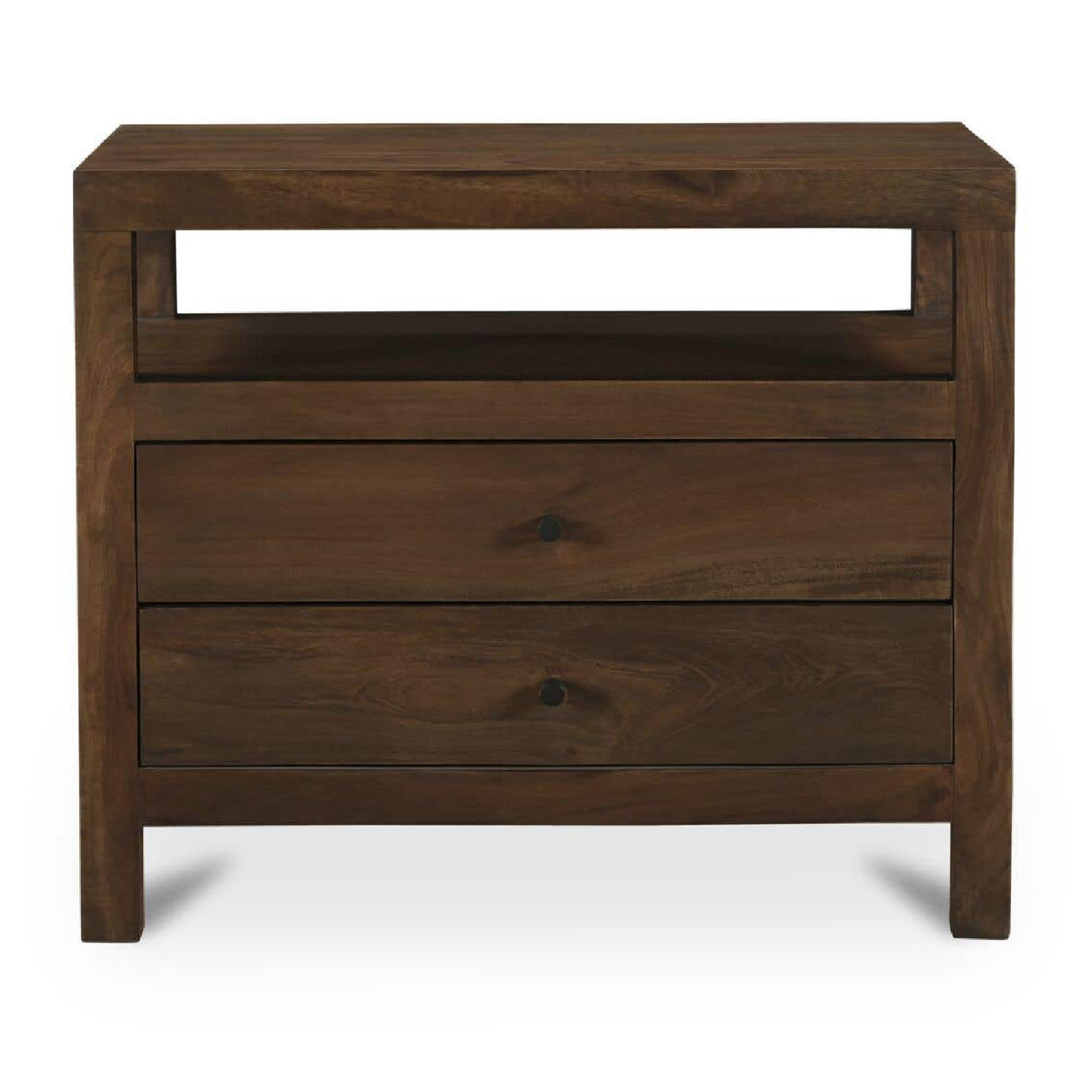 Modern European furniture - Brown Wooden 2-Drawer Nightstand - www.oroa.com | Oroa.com