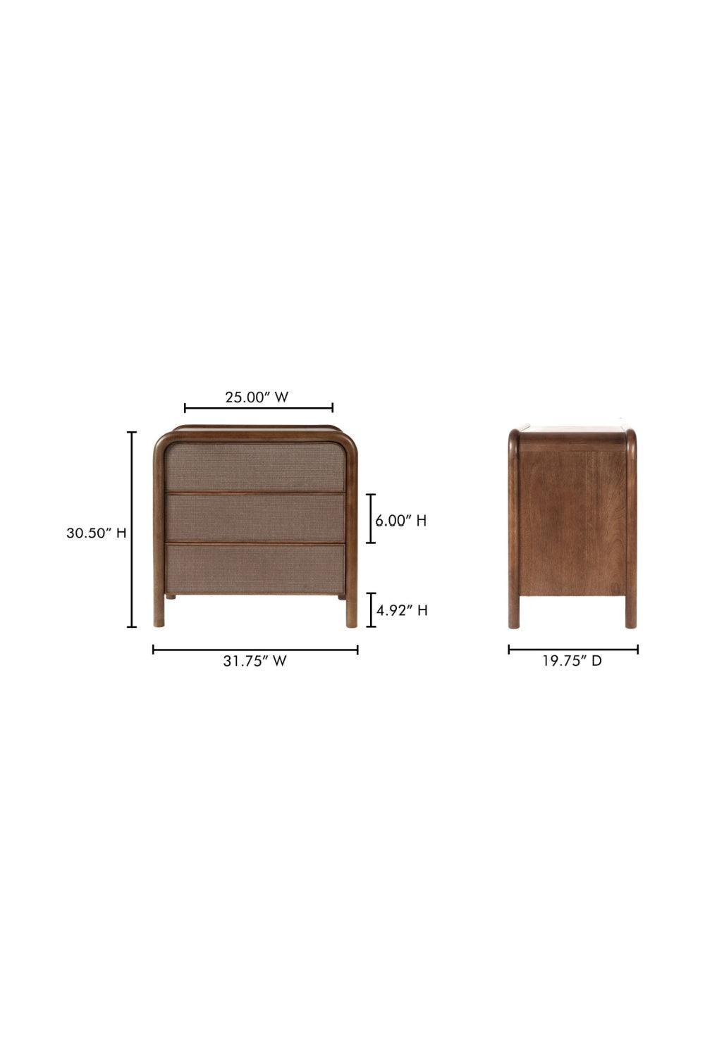 Tatami Mat 3-Drawer Nightstand | Oroa.com