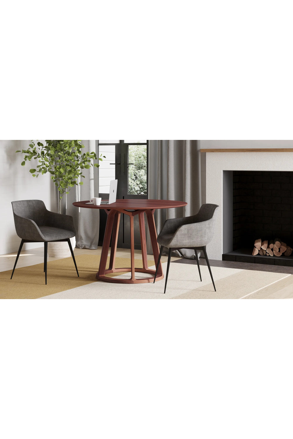 Modern European furniture - Walnut Round Dining Table - www.oroa.com | Oroa.com