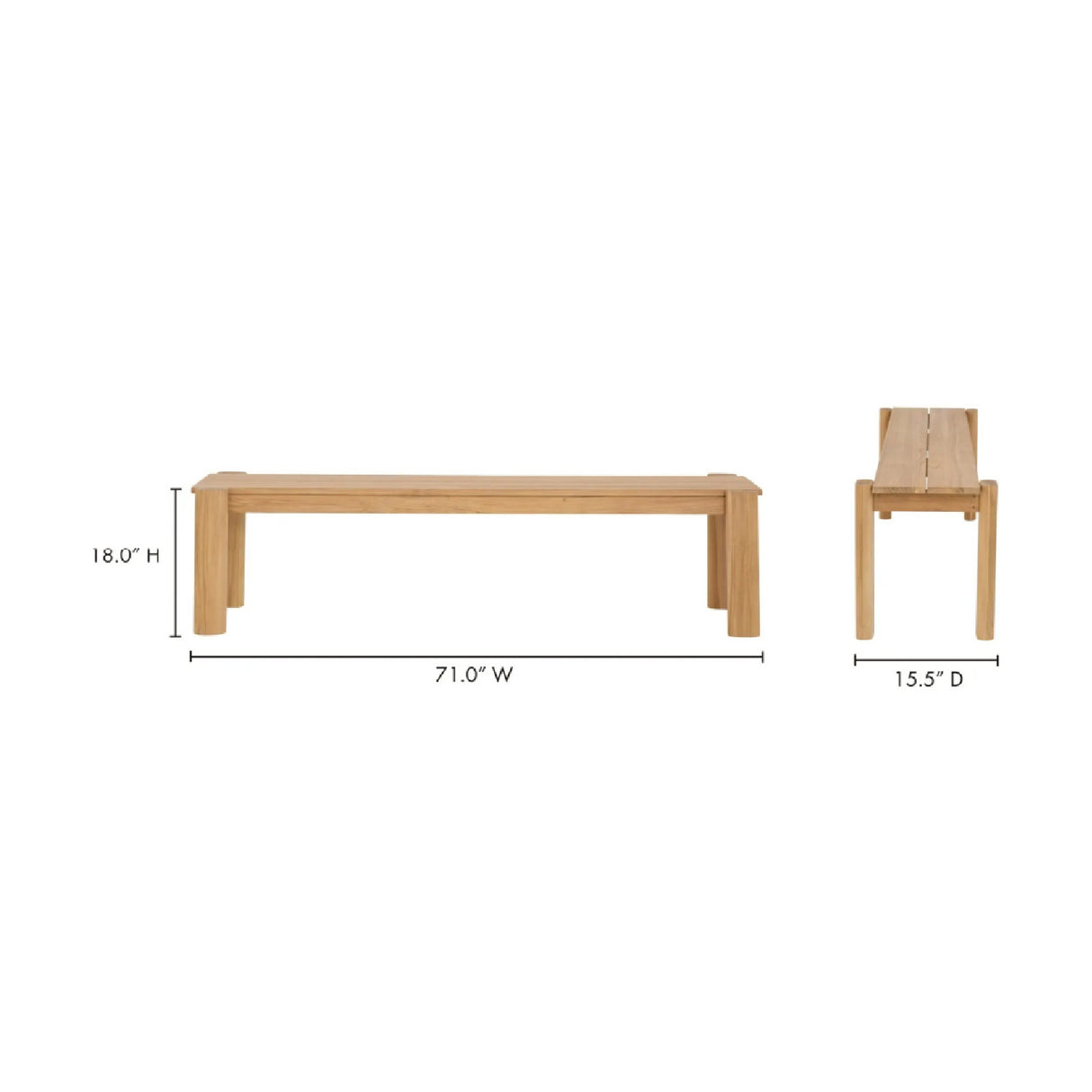 Modern European furniture - Natural Teak Outdoor Dining Bench - www.oroa.com | Oroa.com