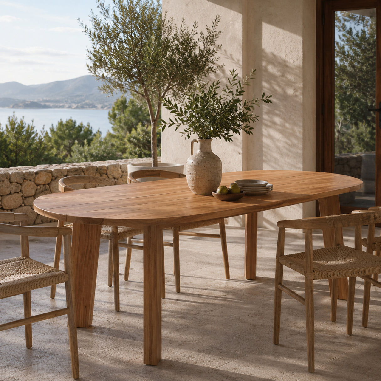 Modern European furniture - Slatted Teak Outdoor Dining Table - www.oroa.com | Oroa.com