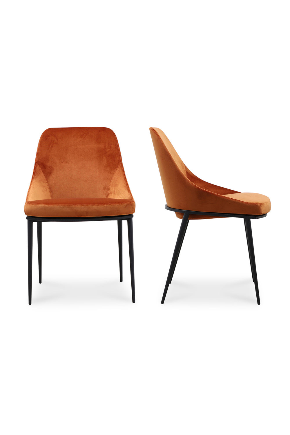 Modern European furniture - Orange Velvet Dining Chairs (2) - www.oroa.com | Oroa.com