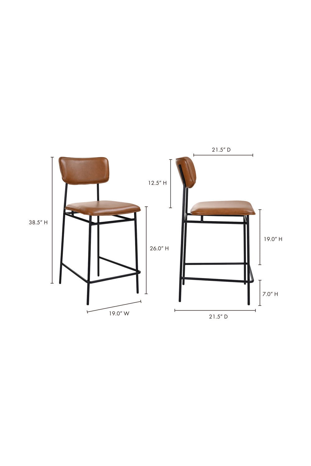 Modern European furniture - Brown Leather Counter Stool - www.oroa.com | Oroa.com