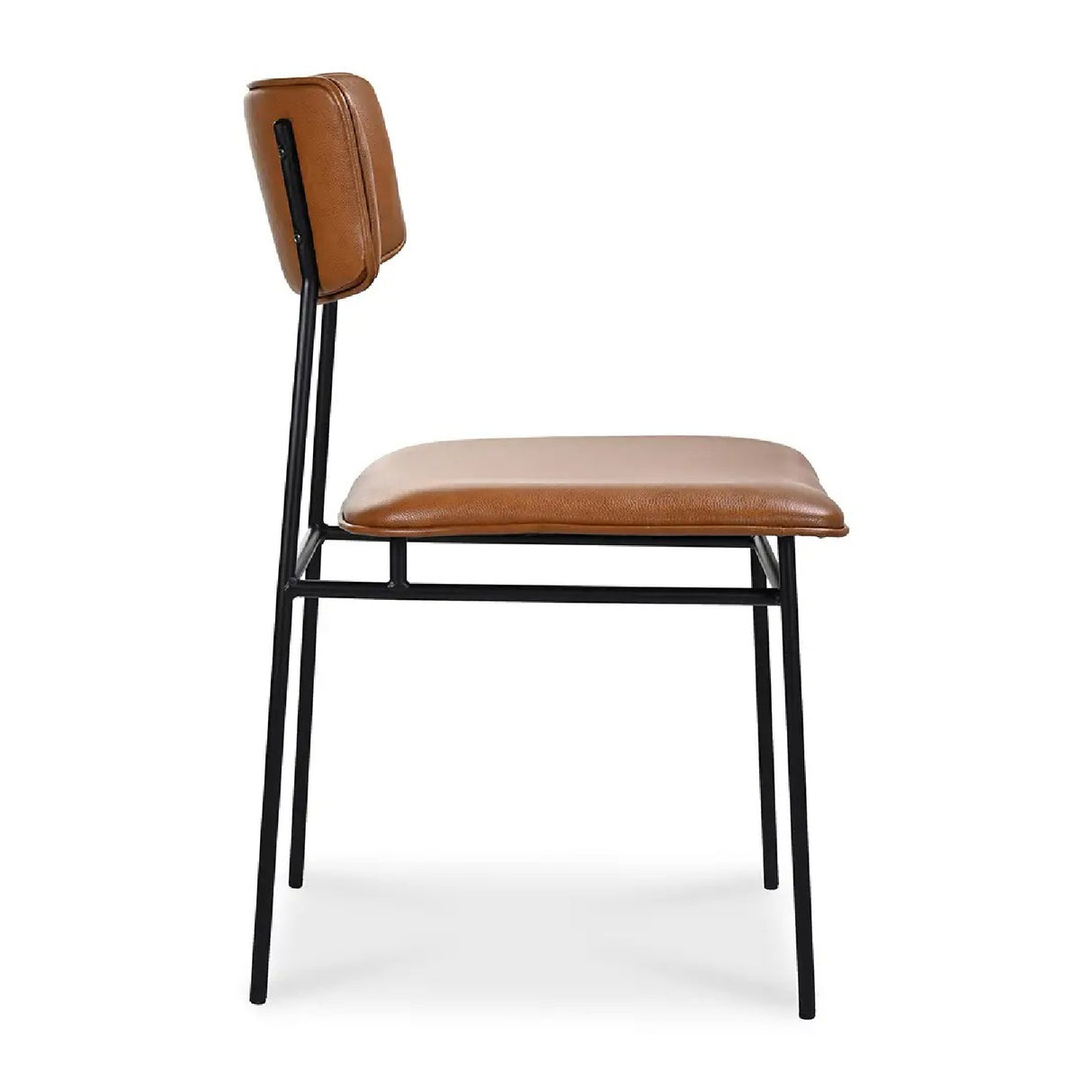 Modern European furniture - Iron-Framed Brown Leather Dining Chairs (2) - www.oroa.com | Oroa.com
