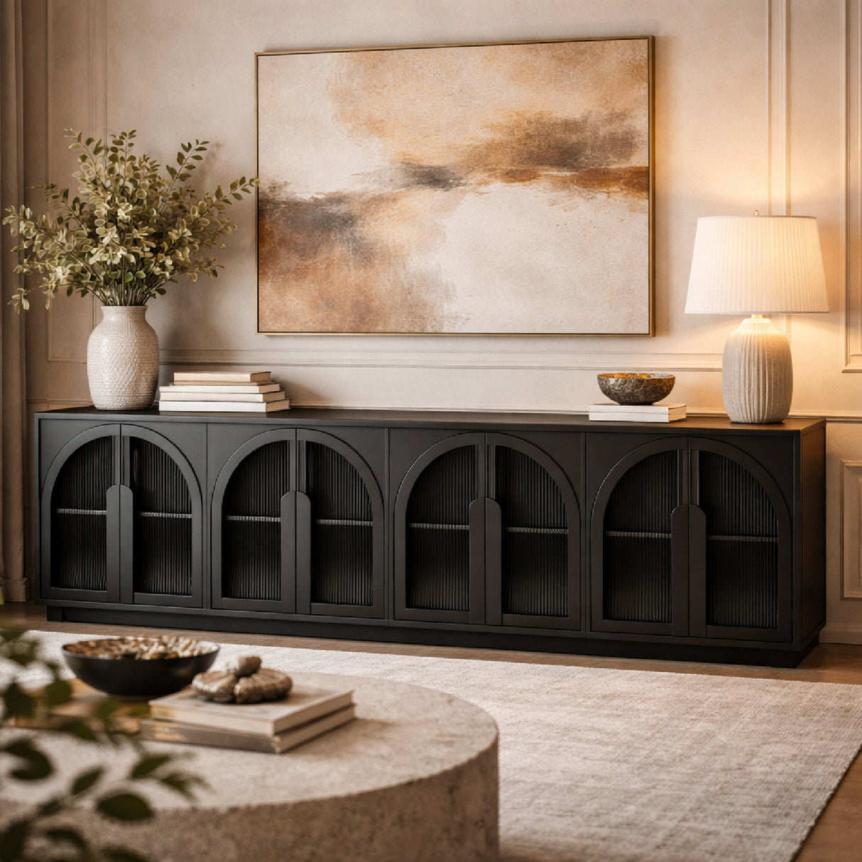 Modern European furniture - Black Arched 6-Door Sideboard - www.oroa.com | Oroa.com