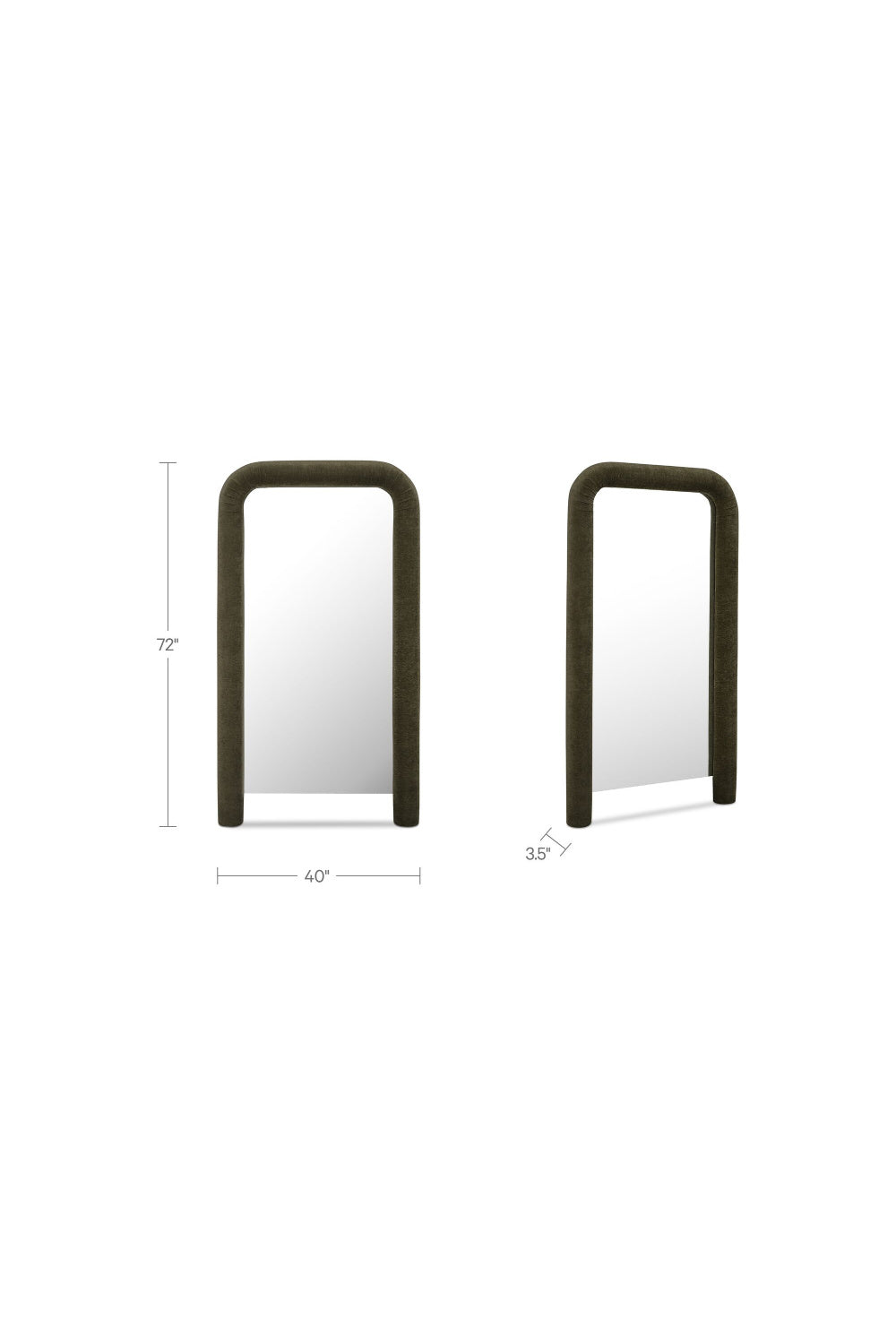 Modern European furniture - Ruched Upholstered Floor Mirror - www.oroa.com | Oroa.com