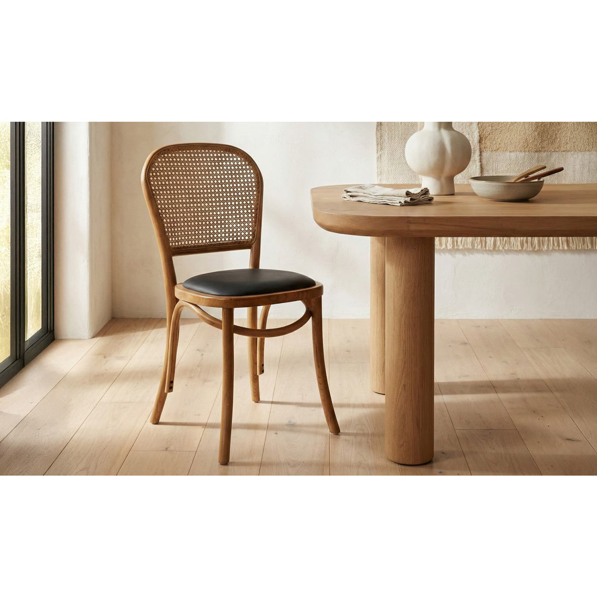 Modern European furniture - Elm-Framed Rattan Dining Chairs (2) - www.oroa.com | Oroa.com
