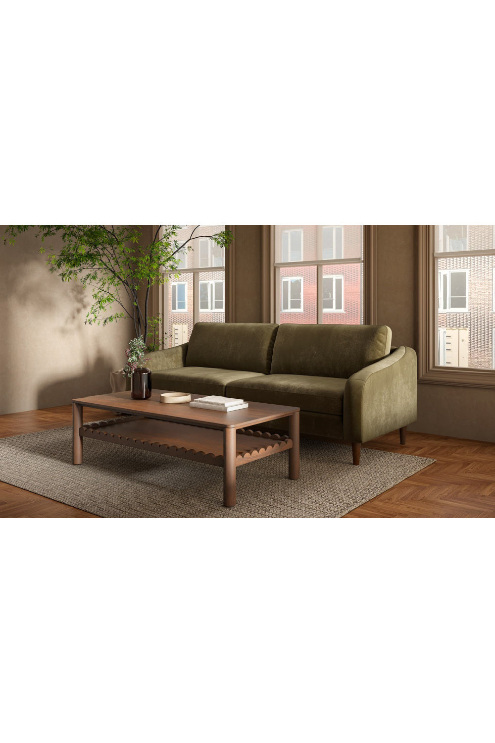 Modern European furniture - Wooden Leg 2-Seater Sofa - www.oroa.com | Oroa.com
