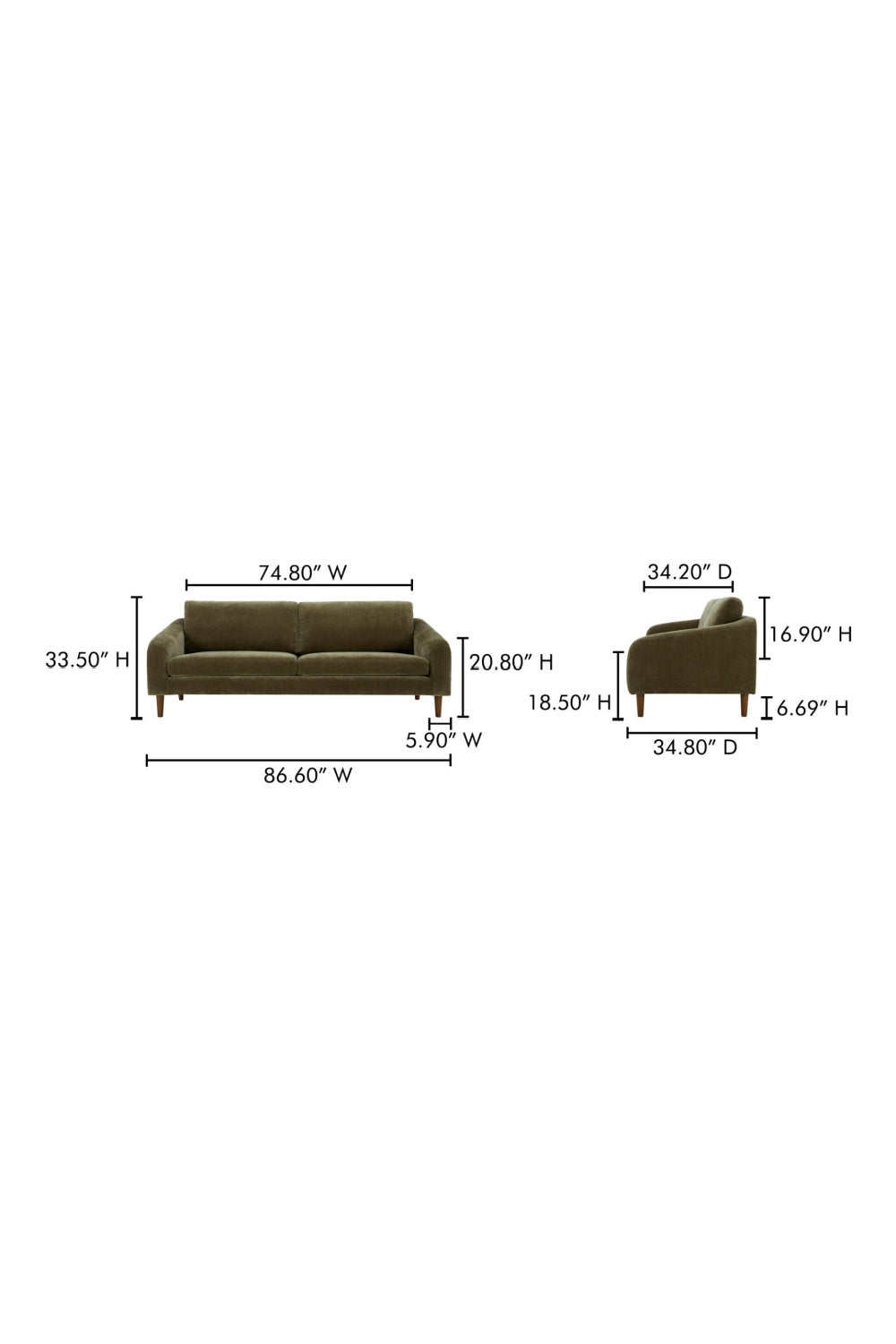 Modern European furniture - Wooden Leg 2-Seater Sofa - www.oroa.com | Oroa.com