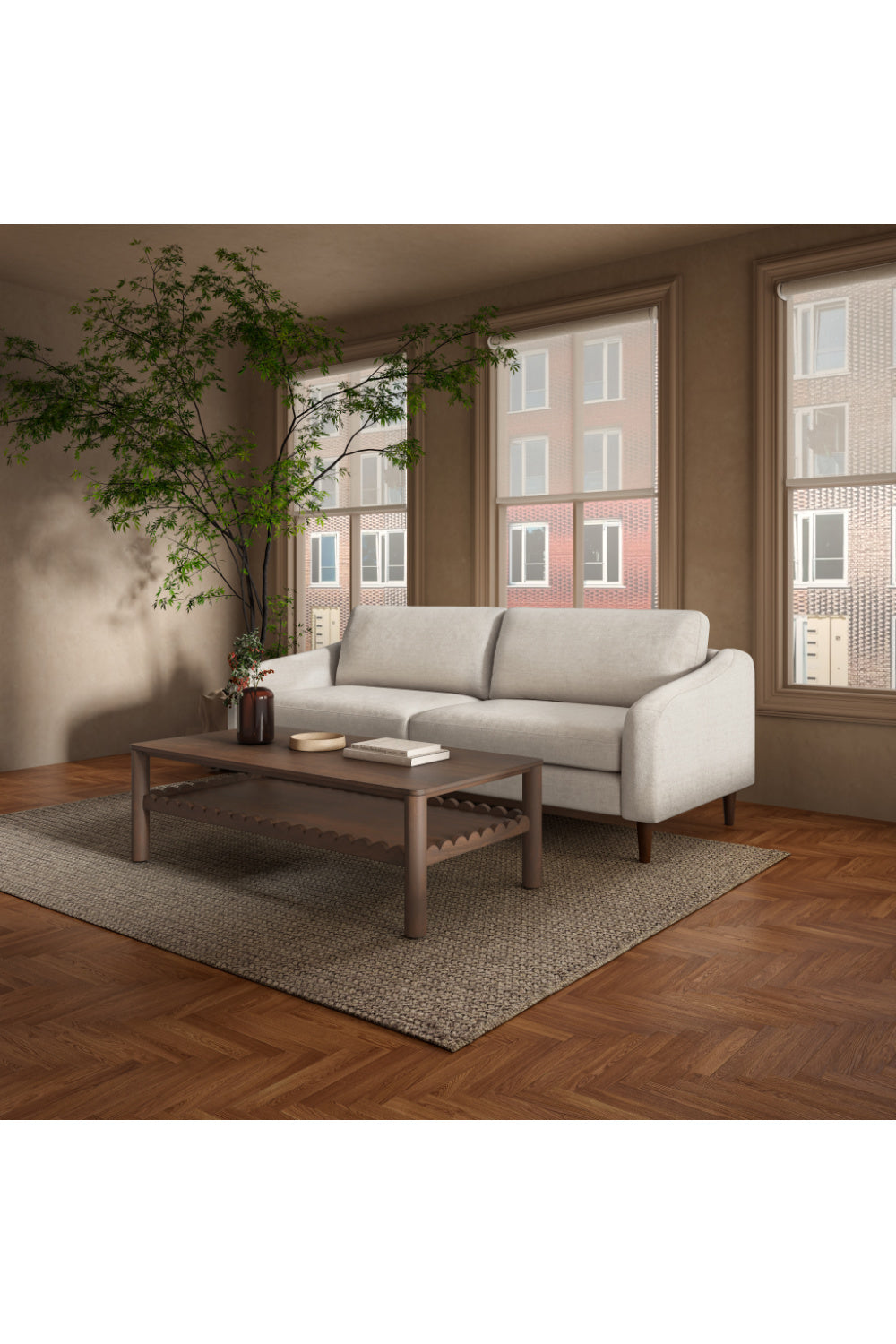 Modern European furniture - Wooden Leg 2-Seater Sofa - www.oroa.com | Oroa.com