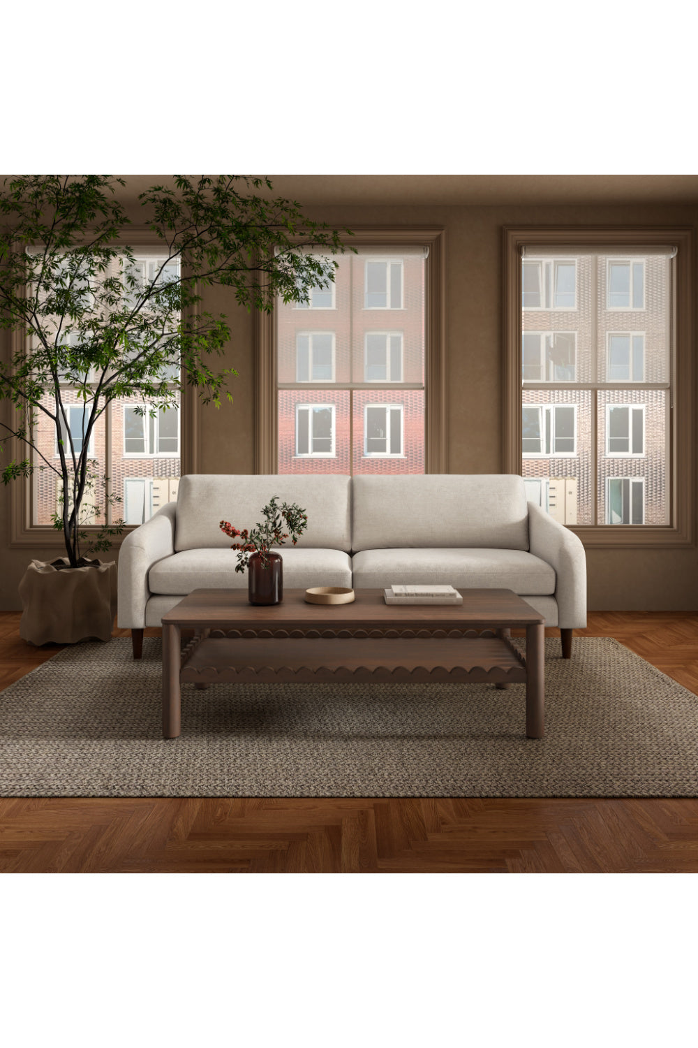 Modern European furniture - Wooden Leg 2-Seater Sofa - www.oroa.com | Oroa.com