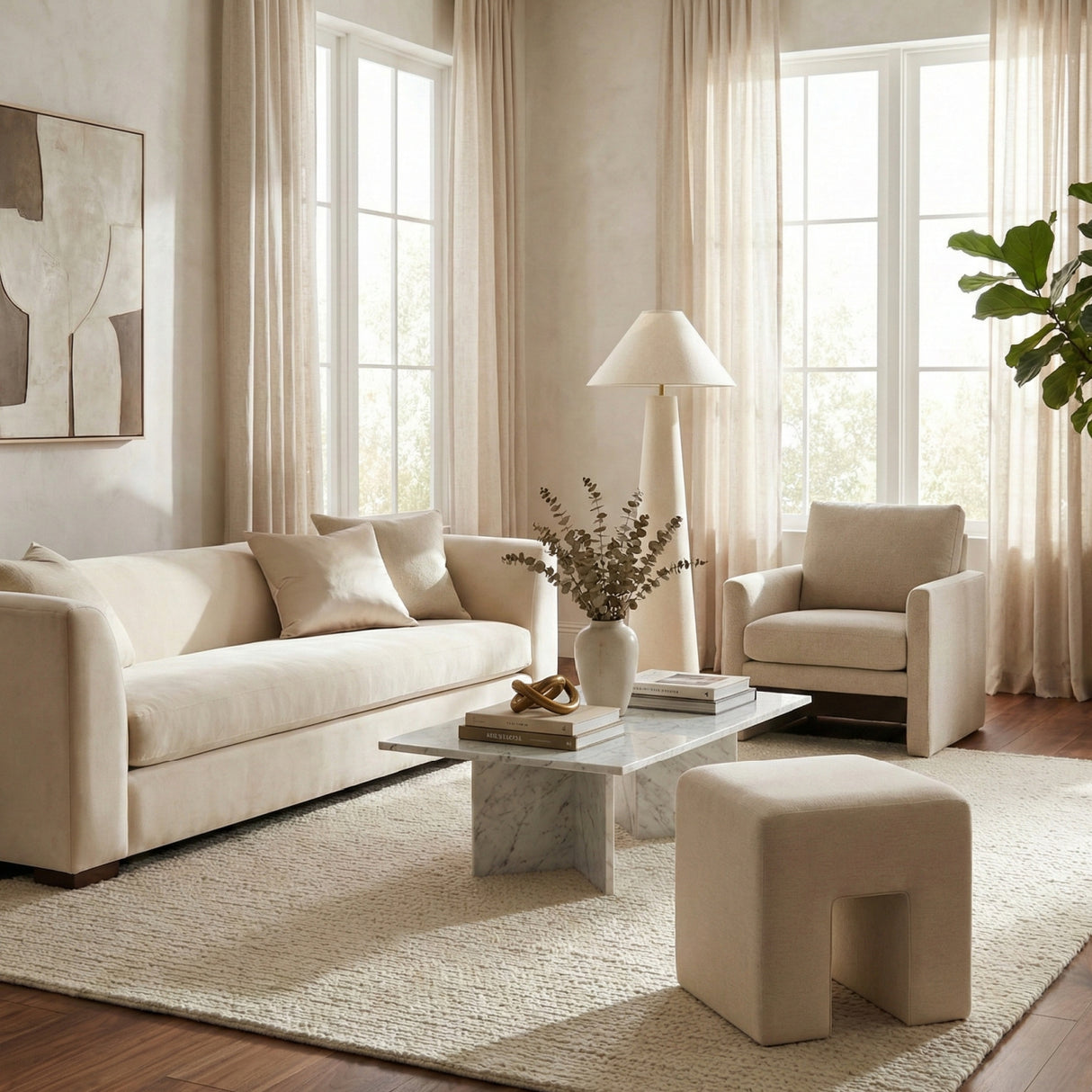 Modern European furniture - Linen Blend Square Stool - www.oroa.com | Oroa.com