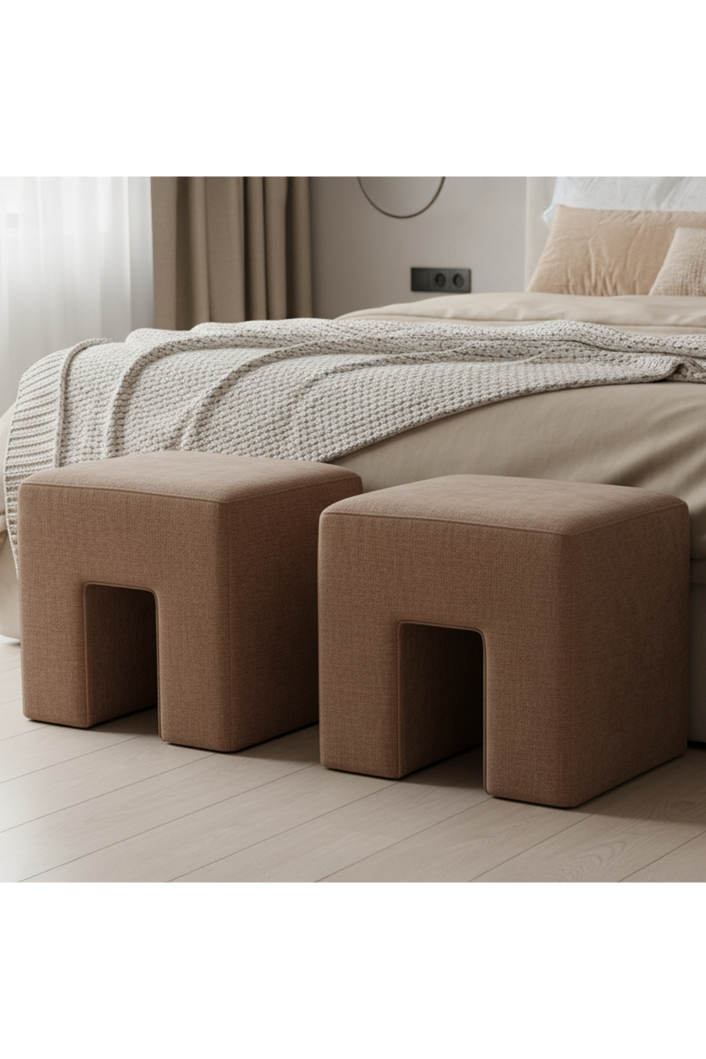 Modern European furniture - Linen Blend Square Stool - www.oroa.com | Oroa.com