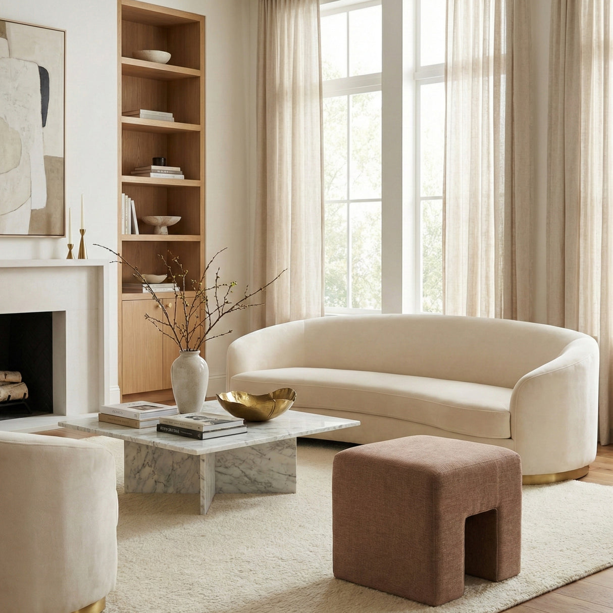 Modern European furniture - Linen Blend Square Stool - www.oroa.com | Oroa.com