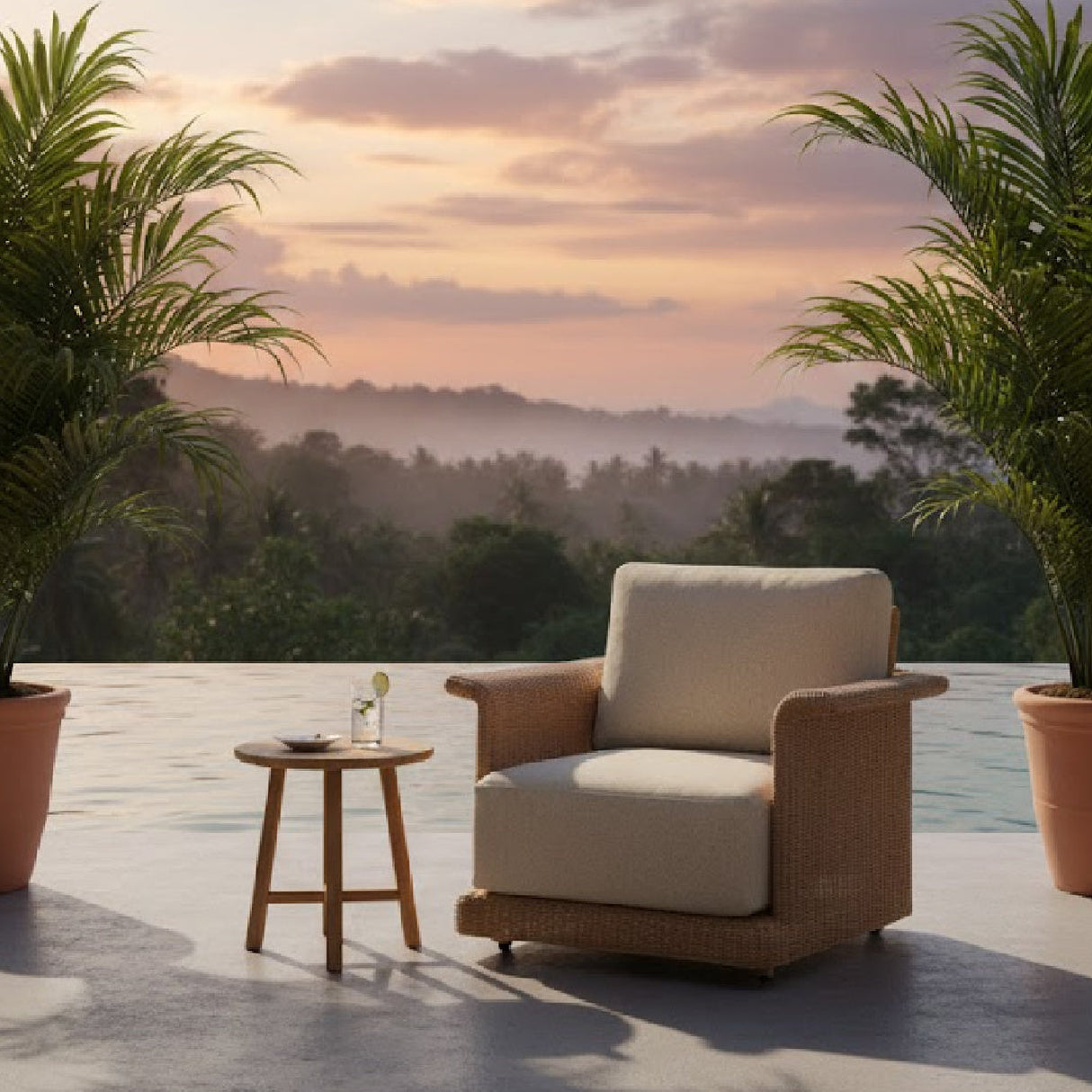 Modern European furniture - Curved Arm Wicker Outdoor Chair - www.oroa.com | Oroa.com