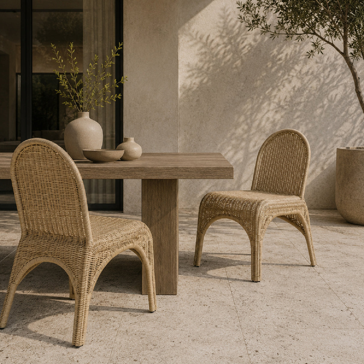 Modern European furniture - Classic Wicker Outdoor Dining Chairs (2) - www.oroa.com | Oroa.com