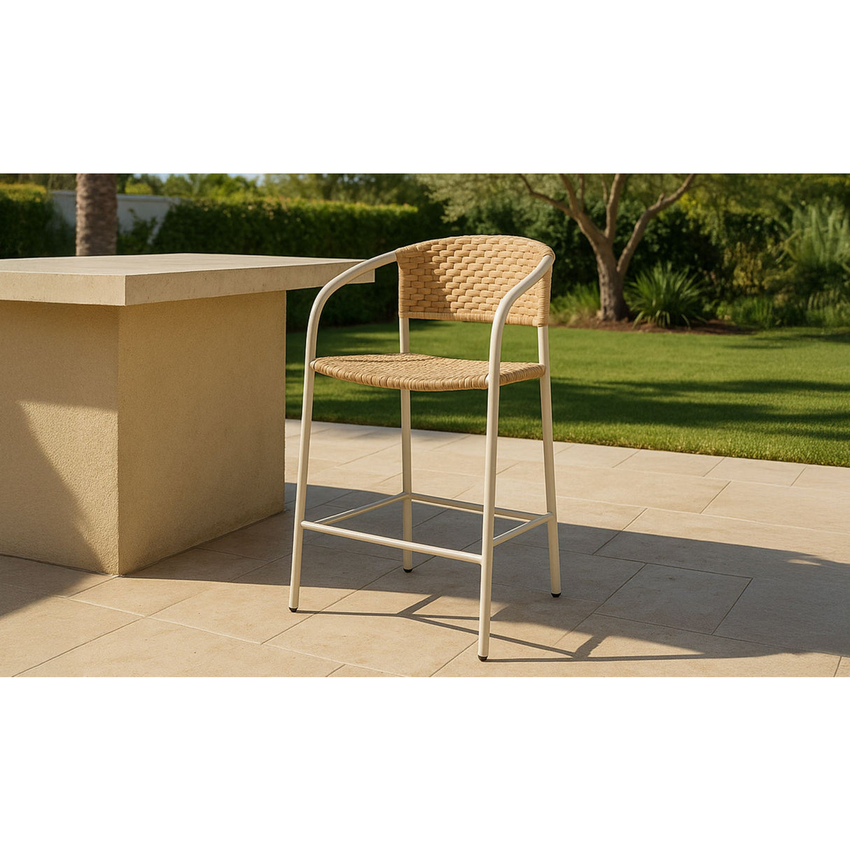 Modern European furniture - Basketweave Outdoor Counter Chair - www.oroa.com | Oroa.com