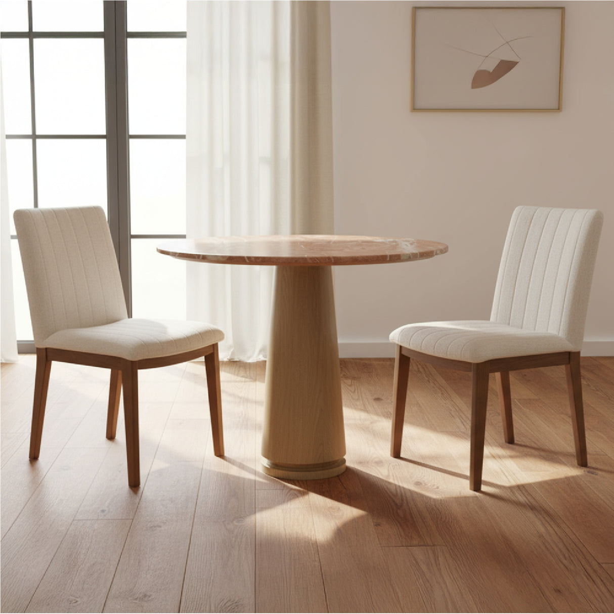 Modern European furniture - Cream Padded Dining Chairs (2) - www.oroa.com | Oroa.com