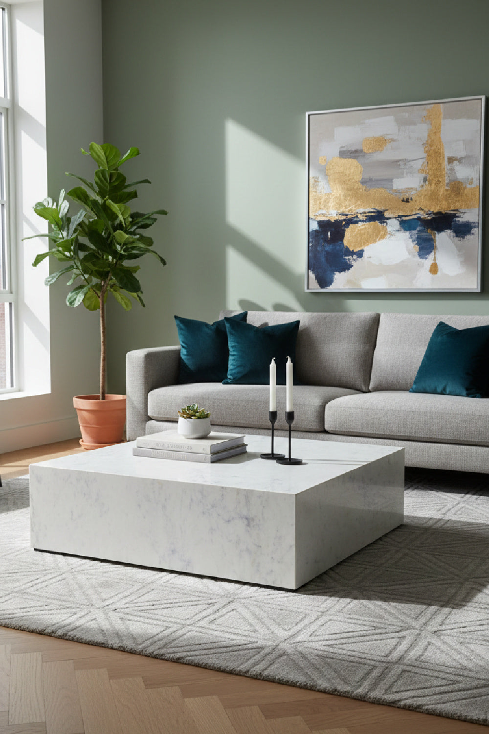 Modern European furniture - Square White Marble Coffee Table - www.oroa.com | Oroa.com