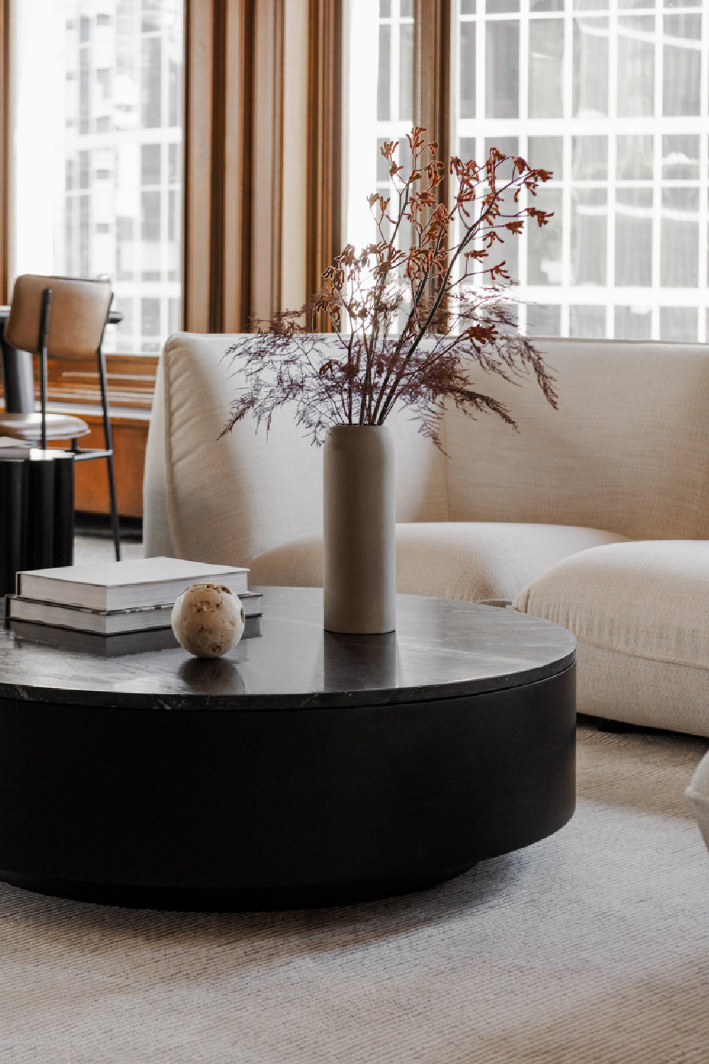 Modern European furniture - Black Marble Round Coffee Table - www.oroa.com | Oroa.com