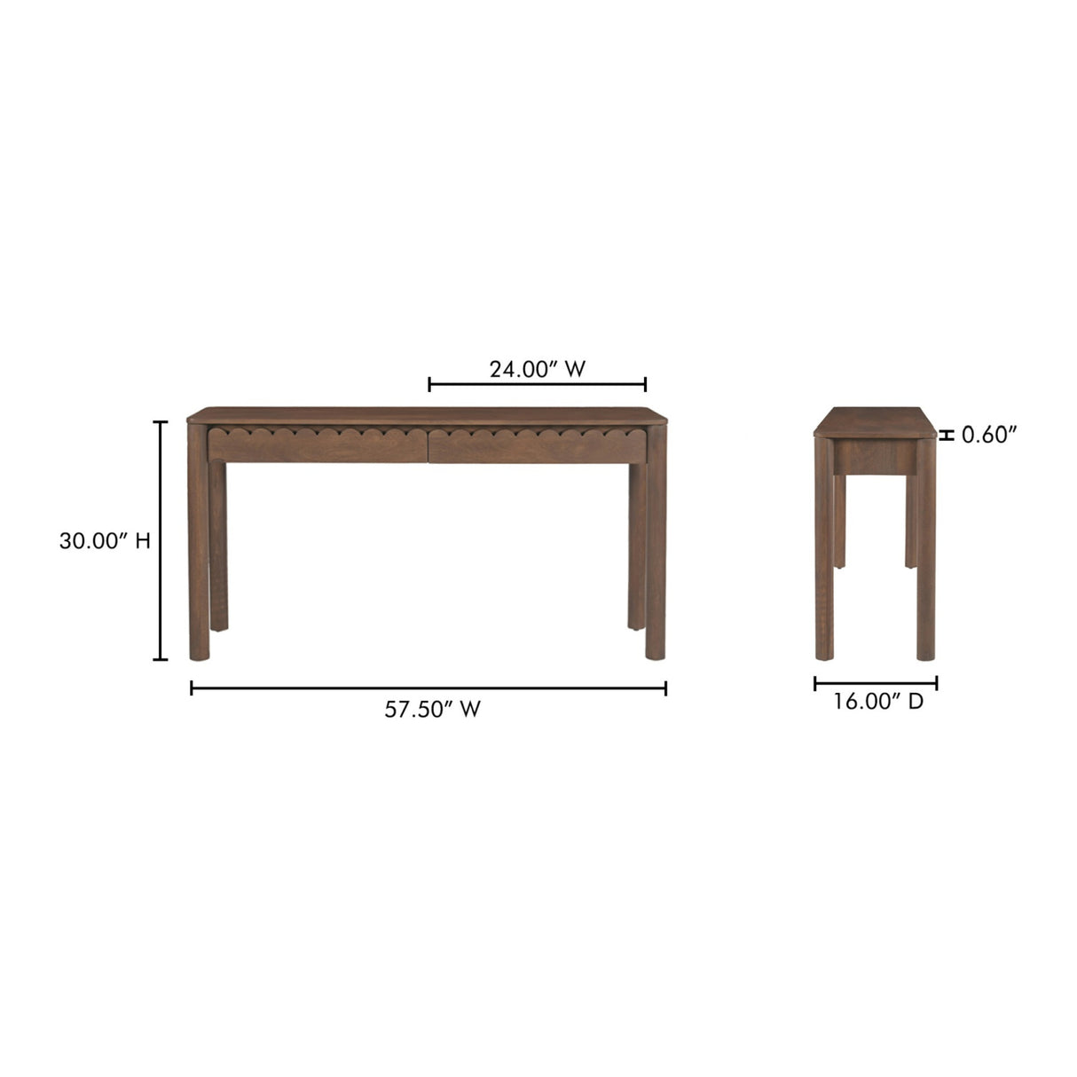 Modern European furniture - Wooden Scalloped 2-Drawer Console Table - www.oroa.com | Oroa.com