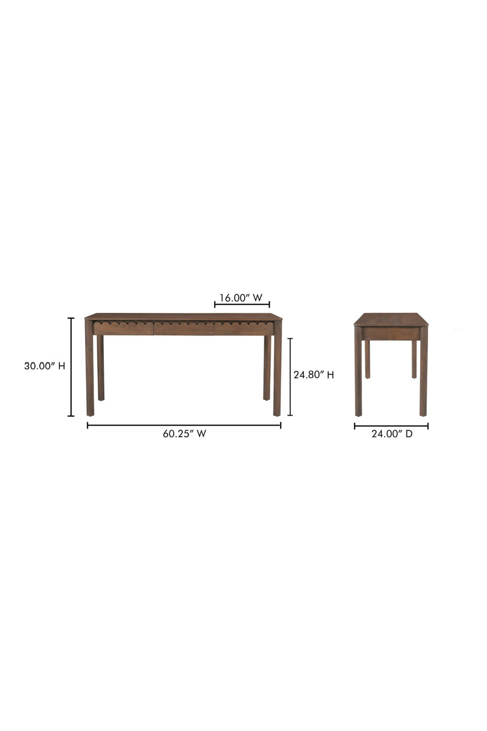 Modern European furniture - Scalloped Edge Wooden 3-Drawer Desk - www.oroa.com | Oroa.com