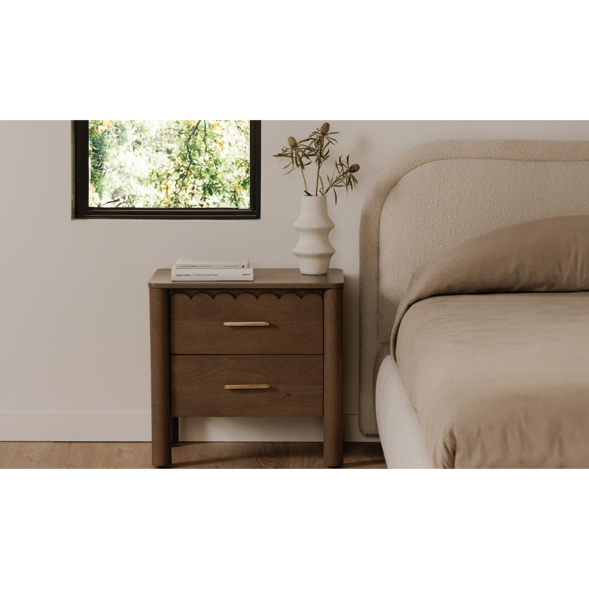 Modern European furniture - Scalloped-Edge 2-Drawer Nightstand - www.oroa.com | Oroa.com