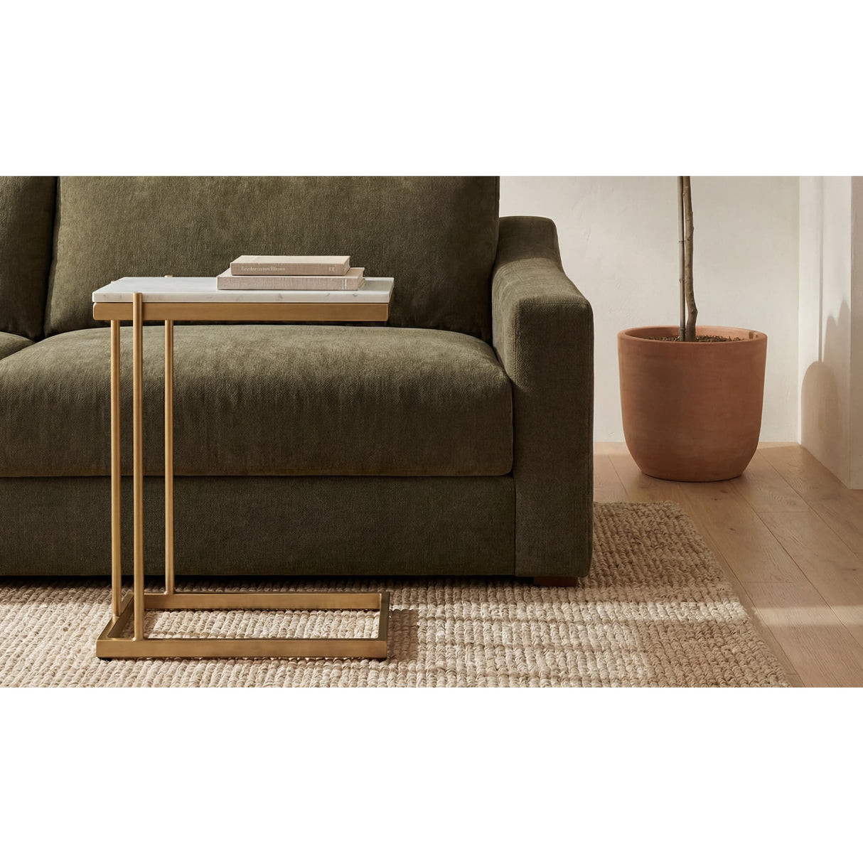 Modern European furniture - Gold-Framed Marble Side Table - www.oroa.com | Oroa.com