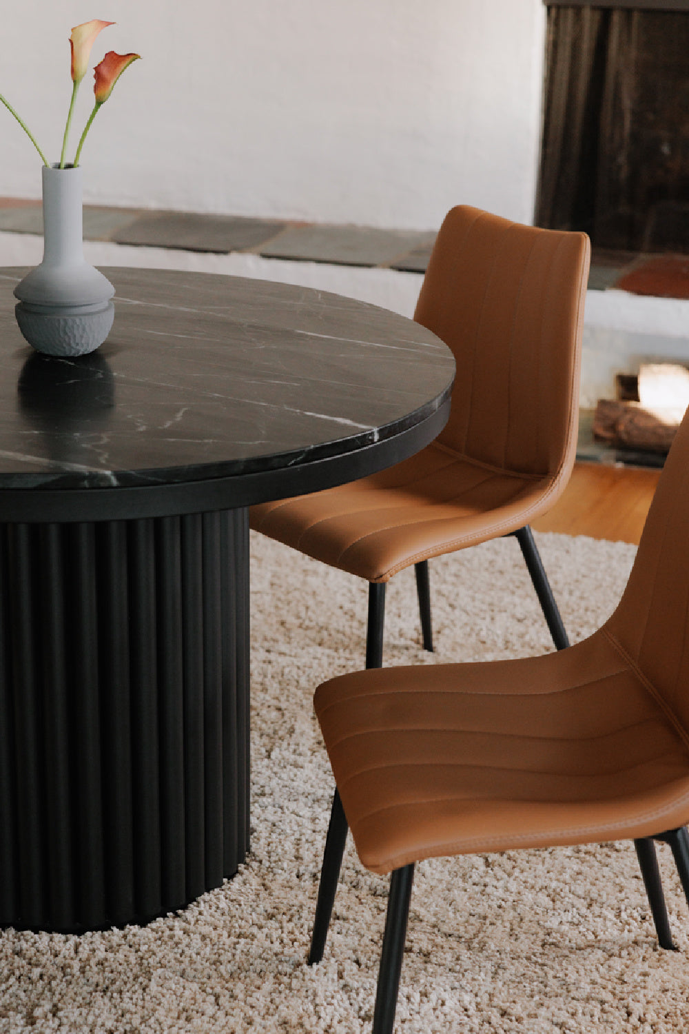 Modern European furniture - Pillar Base Marble Dining Table - www.oroa.com | Oroa.com