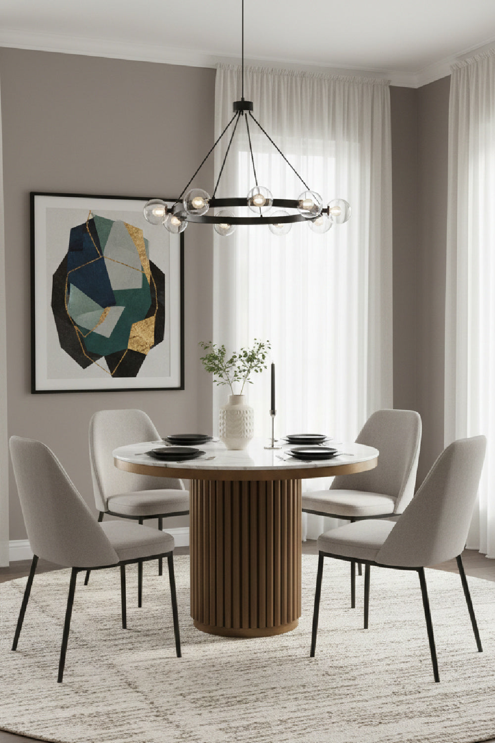 Modern European furniture - Pillar Base Marble Dining Table - www.oroa.com | Oroa.com